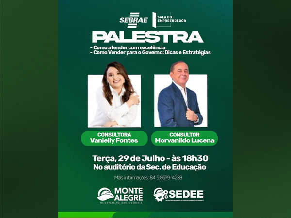 PALESTRA PARA EMPREENDEDORES: QUALIFICAÇÃO E OPORTUNIDADES DE NEGÓCIO